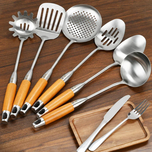 304 Stainless Steel Kitchen Utensils Set 6 Pcs Cooking Utensils Tools with Ladle